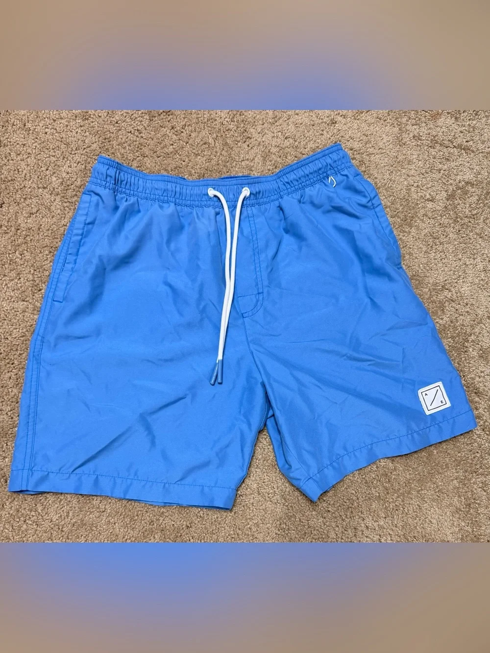 American Eagle AE Light Blue Swim Trunk Shorts 5”